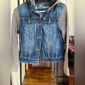 Wallflower Blue Denim Jacket with Striped Sleeves